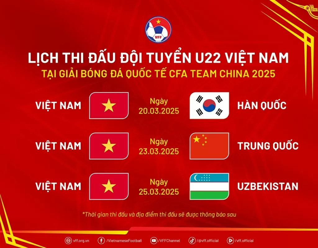 U22 Việt Nam gặp 3 đội tuyển mạnh tại giải giao hữu Trung Quốc U22 Việt Nam gặp 3 đội tuyển mạnh tại giải giao hữu Trung Quốc