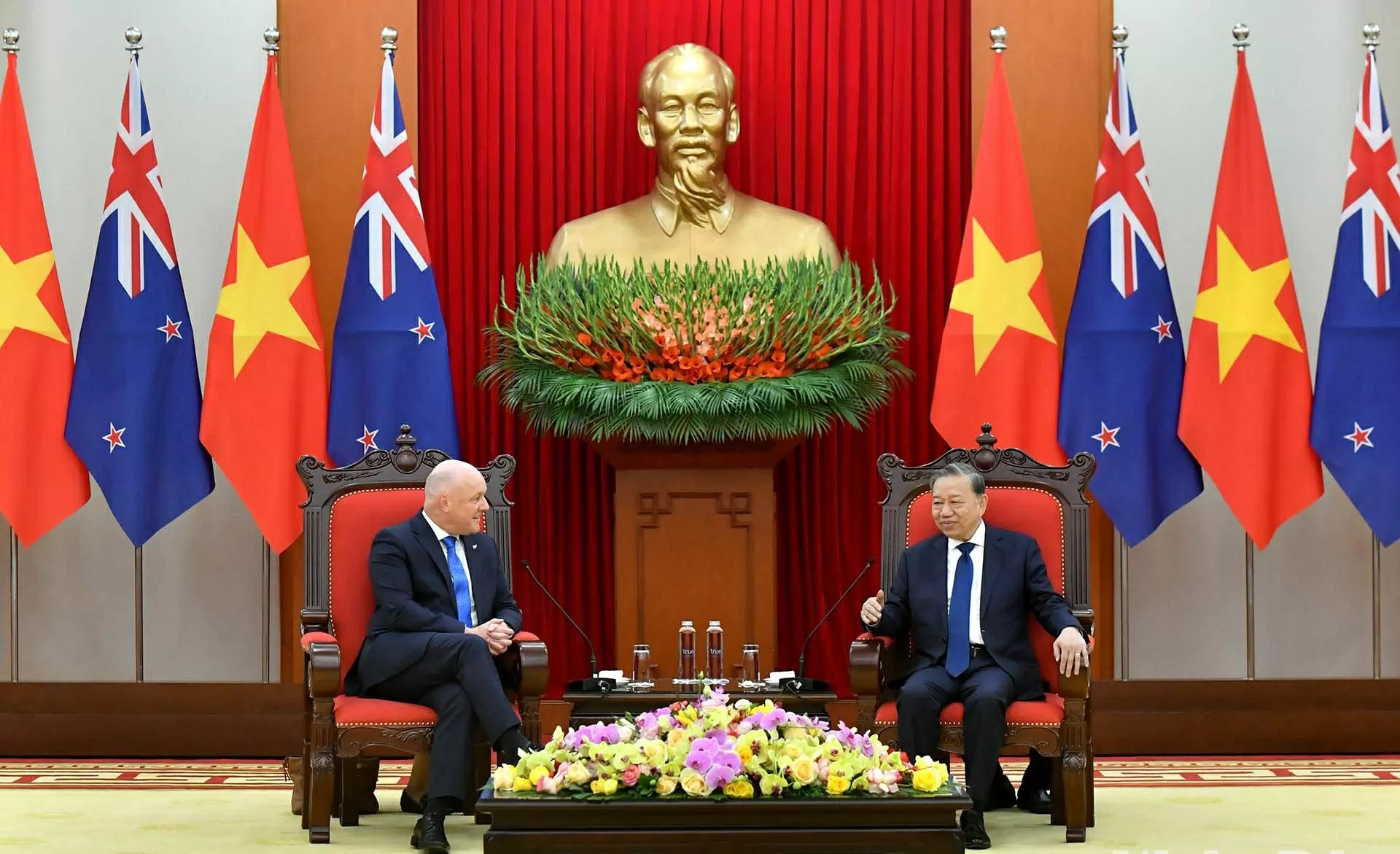 Tổng bí thư Tô Lâm tiếp Thủ tướng New Zealand Christopher Luxon