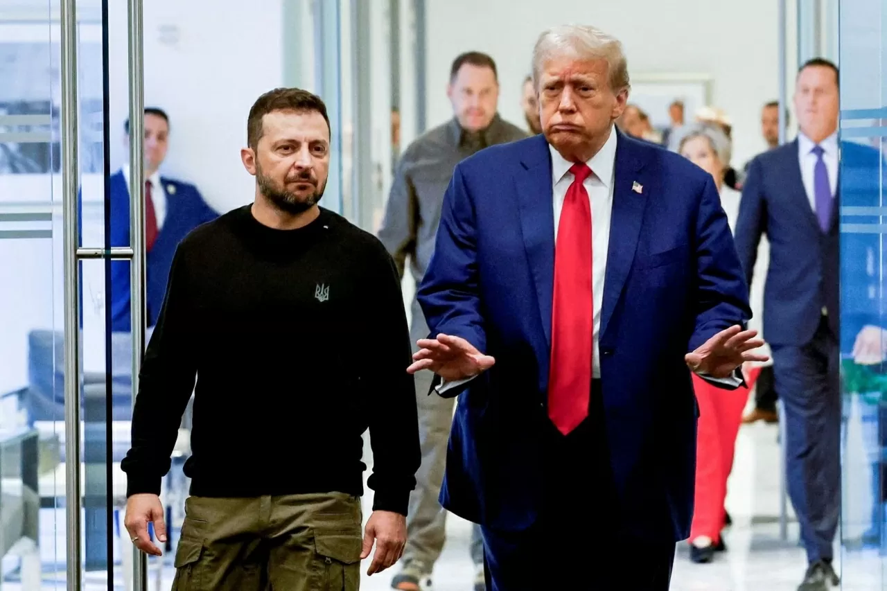 Tổng thống Ukraine Volodymyr Zelensky gặp Tổng thống đắc cử Mỹ Donald Trump ở New York vào tháng 9/2024 (Ảnh: Reuters).