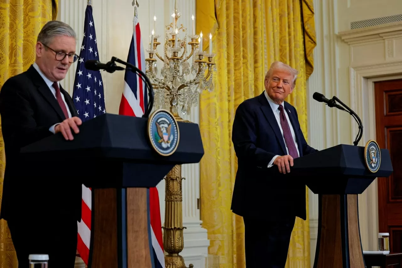 Tổng thống Mỹ Donald Trump và Thủ tướng Anh Keir Starmer trong cuộc họp báo chung tại Nhà Trắng ngày 27/2. (Nguồn: Reuters) Tổng thống Mỹ Donald Trump và Thủ tướng Anh Keir Starmer trong cuộc họp báo chung tại Nhà Trắng ngày 27/2. (Nguồn: Reuters)