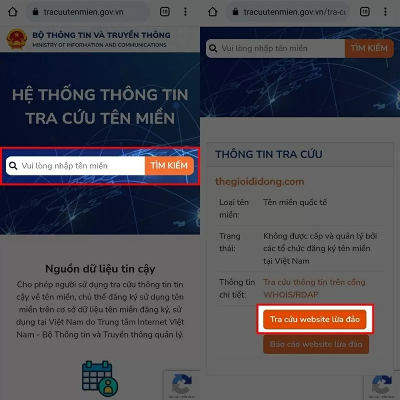 Chọn Tra cứu website lừa đảo Chọn Tra cứu website lừa đảo