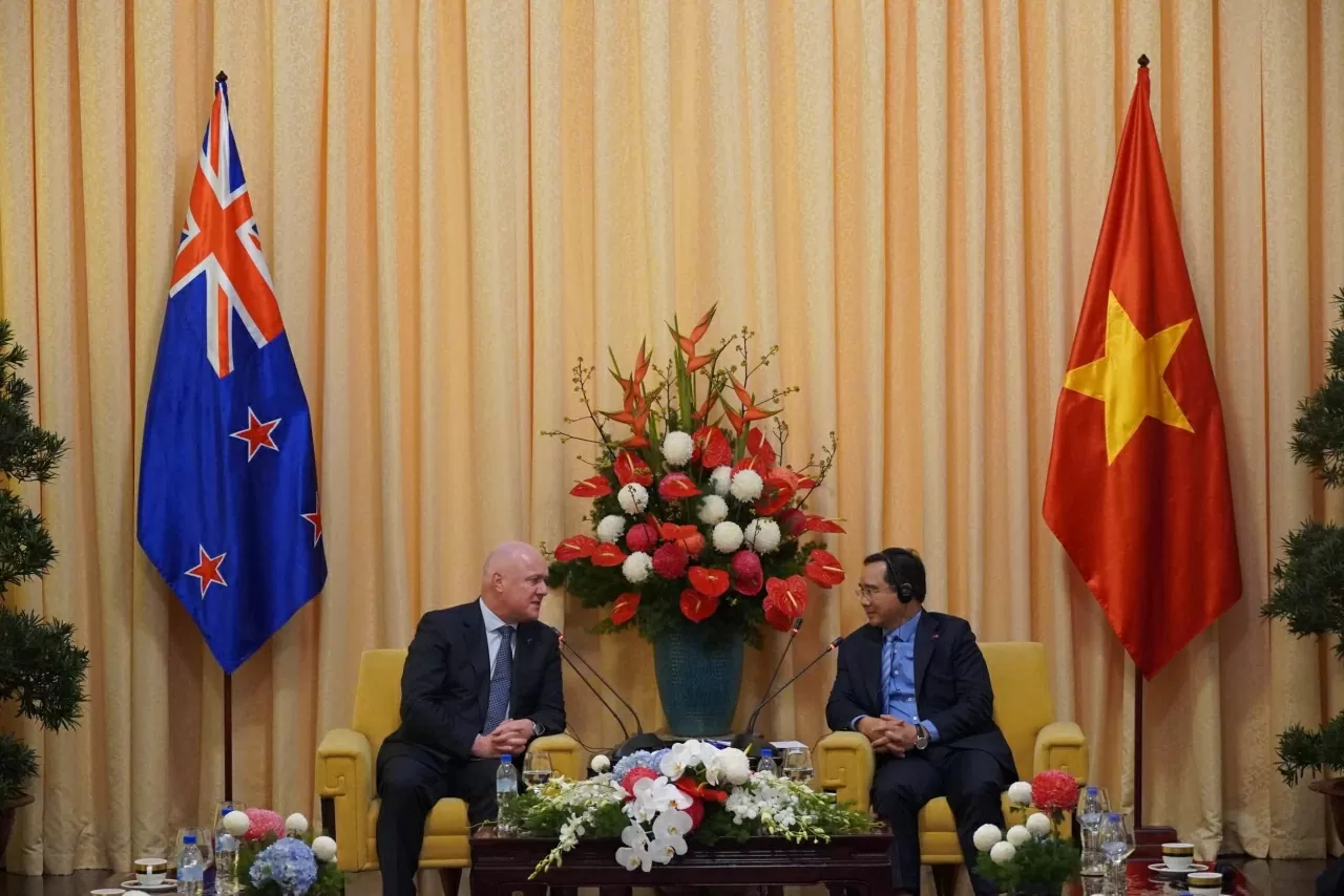 Chủ tịch UBND TP Hồ Chí Minh Nguyễn Văn Được đã hội kiến Thủ tướng Christopher Luxon nhân chuyến thăm chính thức Việt Nam. (Nguồn: Sở Ngoại vụ TP Hồ Chí Minh) Chủ tịch UBND TP Hồ Chí Minh Nguyễn Văn Được đã hội kiến Thủ tướng Christopher Luxon nhân chuyến thăm chính thức Việt Nam. (Nguồn: Sở Ngoại vụ TP Hồ Chí Minh)
