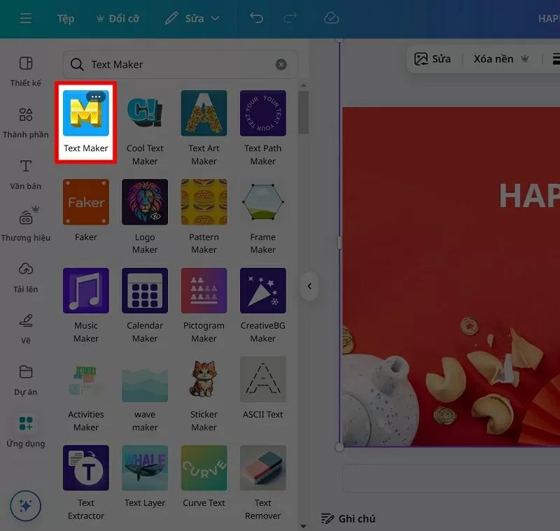 Chọn vào ứng dụng Text Maker Chọn vào ứng dụng Text Maker