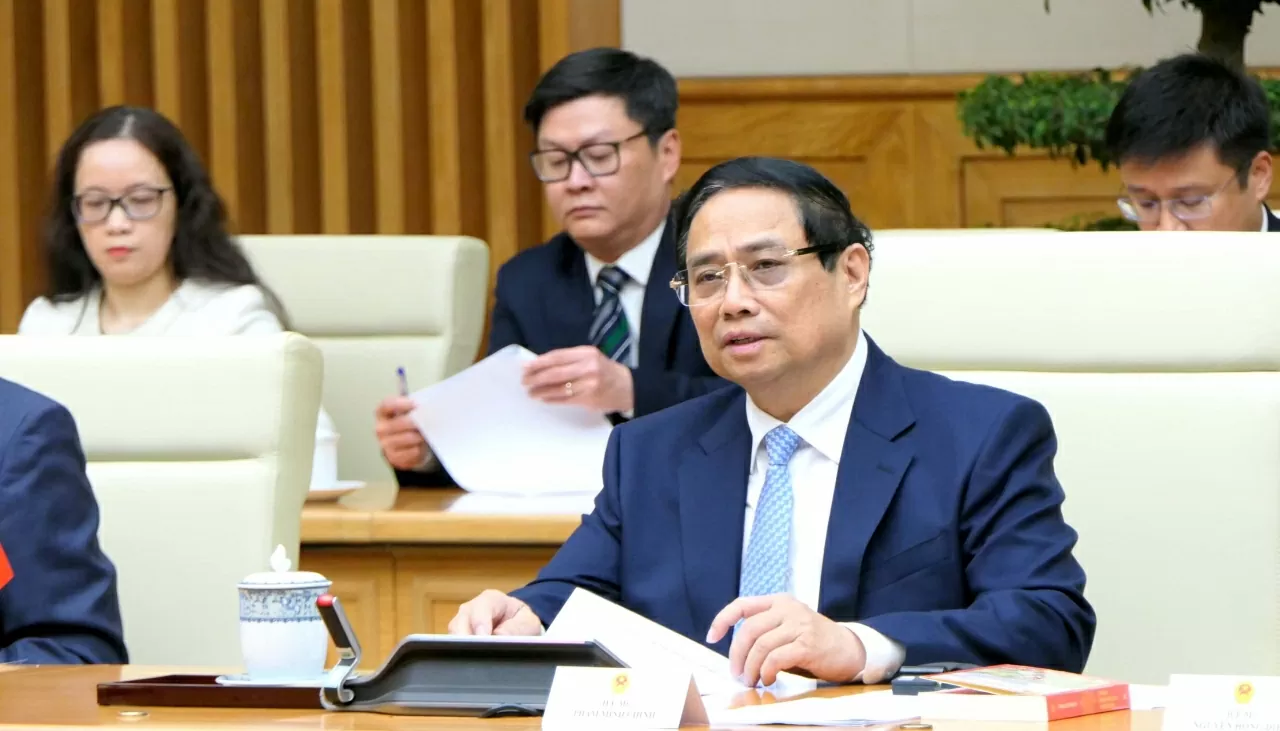 Thủ tướng Chính phủ Phạm Minh Chính khẳng định Việt Nam sẵn sàng làm cầu nối để Kyrgyzstan tăng cường hợp tác với ASEAN. (Ảnh:Thành Long)