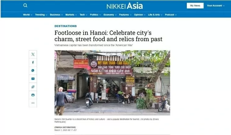 Tờ Nikkei Asia khắc họa sinh động sức hấp dẫn của thủ đô Hà Nội Tờ Nikkei Asia khắc họa sinh động sức hấp dẫn của thủ đô Hà Nội