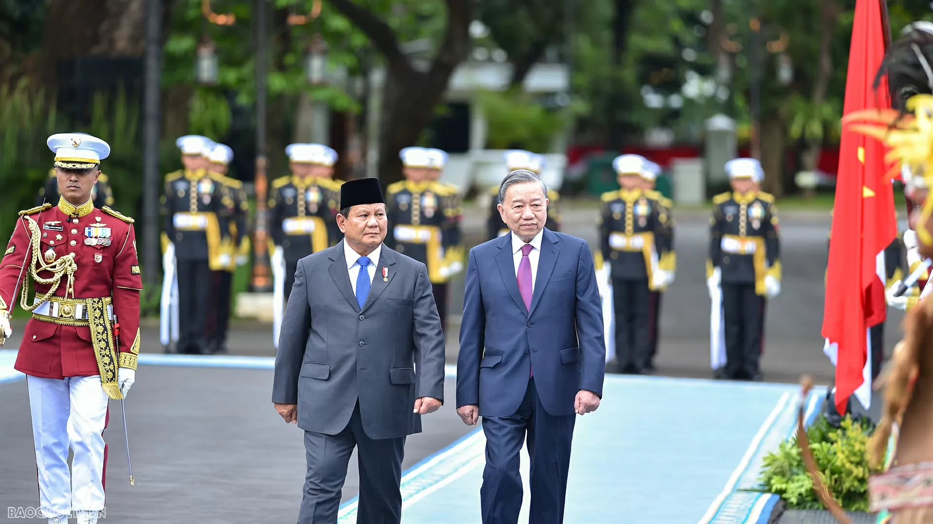 Toàn cảnh lễ đón chính thức Tổng Bí thư Tô Lâm và Phu nhân thăm cấp Nhà nước Indonesia