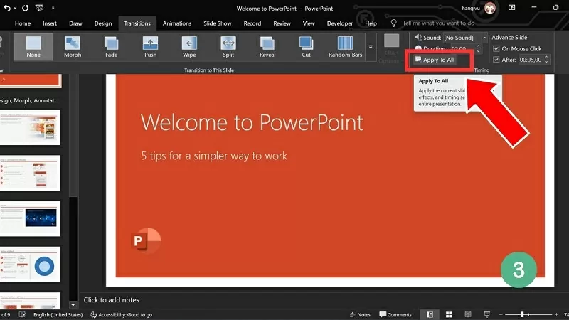 Nhấn vào Apply to All để áp dụng cho tất cả các side