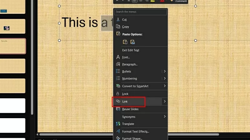 Nhấn chọn Link/Hyperlink Nhấn chọn Link/Hyperlink