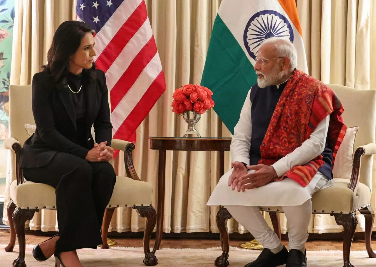 Thủ tướng Ấn Độ Narendra Modi gặp Giám đốc Tình báo quốc gia Mỹ Tulsi Gabbard tại Washington D.C ngatf 13/2/2025. (Nguồn: PTI) Thủ tướng Ấn Độ Narendra Modi gặp Giám đốc Tình báo quốc gia Mỹ Tulsi Gabbard tại Washington D.C ngatf 13/2/2025. (Nguồn: PTI)