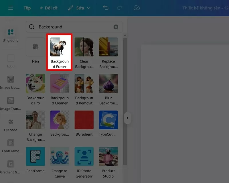 Chọn ứng dụng Background Eraser Chọn ứng dụng Background Eraser