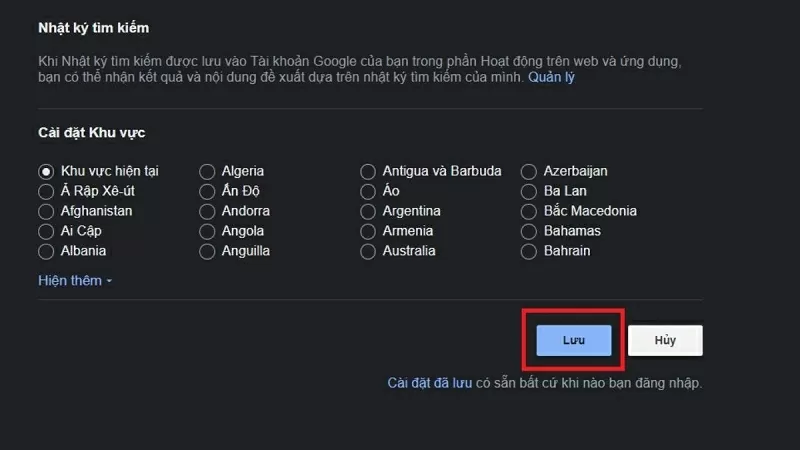 Nhấn Lưu để hoàn tất quá trình Nhấn Lưu để hoàn tất quá trình