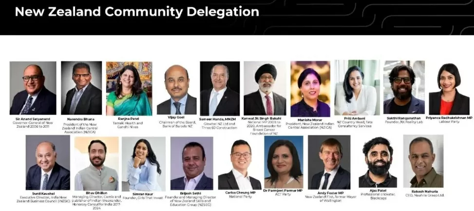 Những thành viên trong phái đoàn cộng đồng tháp tùng Thủ tướng New Zealand Christopher Luxon thăm Ấn Độ. (Nguồn: Indian News Link) Những thành viên trong phái đoàn cộng đồng tháp tùng Thủ tướng New Zealand Christopher Luxon thăm Ấn Độ. (Nguồn: Indian News Link)