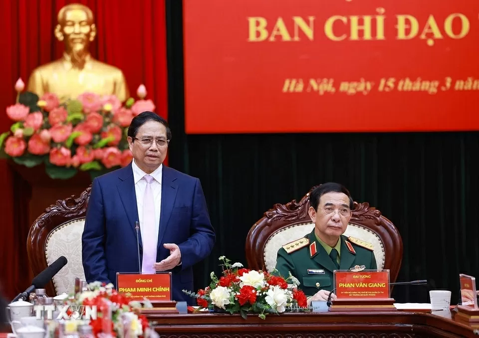 Thủ tướng Phạm Minh Chính làm việc với Tập đoàn Công nghiệp-Viễn thông Quân đội (Viettel). (Ảnh: Dương Giang/TTXVN) Thủ tướng Phạm Minh Chính làm việc với Tập đoàn Công nghiệp-Viễn thông Quân đội (Viettel). (Ảnh: Dương Giang/TTXVN)