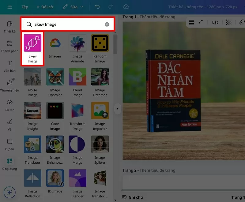 Chọn ứng dụng Skew image Chọn ứng dụng Skew image