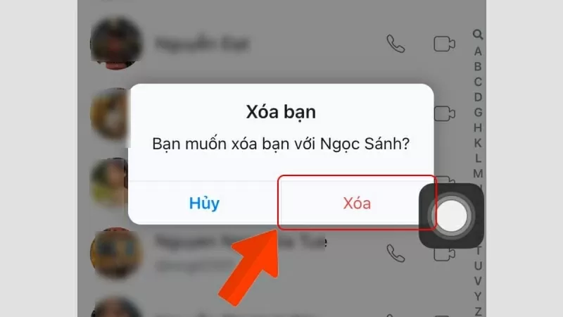 Nhấn nút Xoá bạn Nhấn nút Xoá bạn