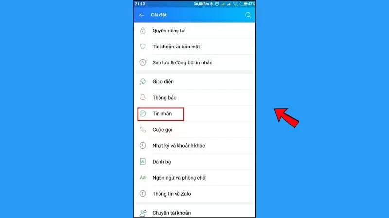 Chọn vào mục Quyền riêng tư Chọn vào mục Quyền riêng tư