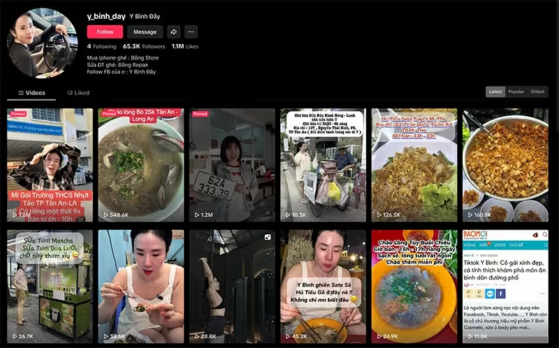Kênh tiktok giản dị, gần gũi của Y Bình.