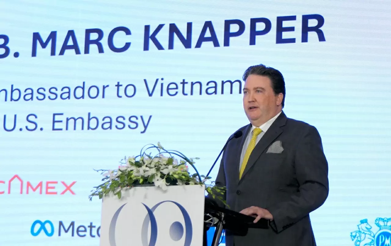 Đại sứ Hoa Kỳ tại Việt Nam Marc Knapper nhấn mạnh năm 2025 có ý nghĩa quan trọng trong quan hệ hai nước. (Ảnh:Thành Long) Đại sứ Hoa Kỳ tại Việt Nam Marc Knapper nhấn mạnh năm 2025 có ý nghĩa quan trọng trong quan hệ hai nước. (Ảnh:Thành Long)