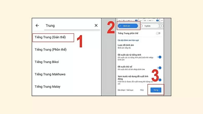 Chọn kiểu gõ Bính âm Chọn kiểu gõ Bính âm