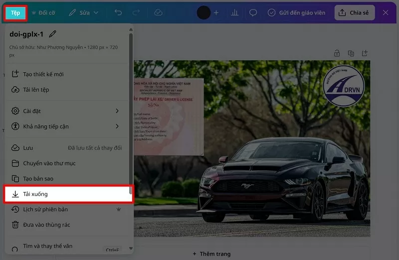 Chọn Lịch sử phiên bản