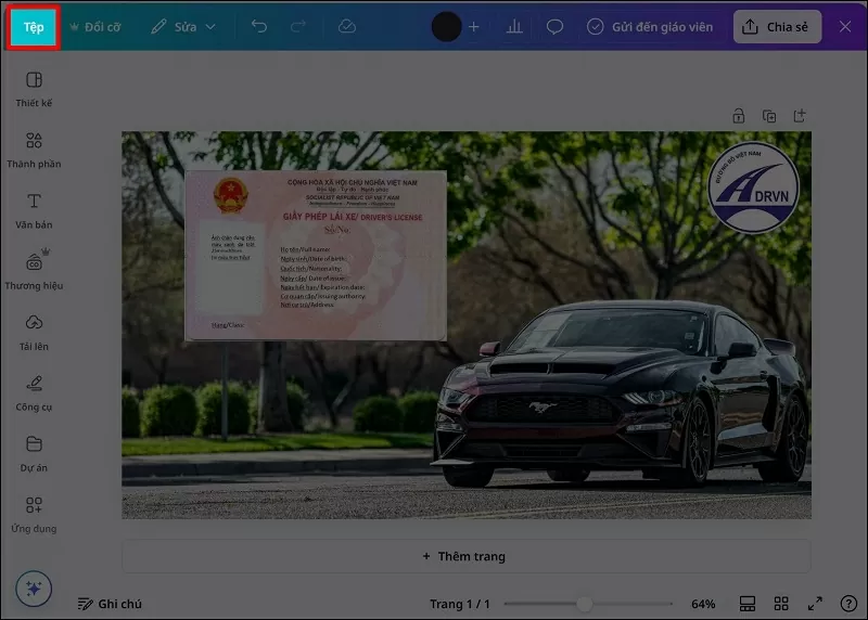 Mở thiết kế lên và nhấn vào mục Tệp Mở thiết kế lên và nhấn vào mục Tệp