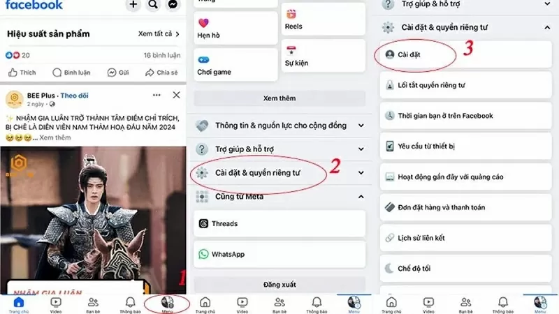 Chọn vào mục Cài đặt