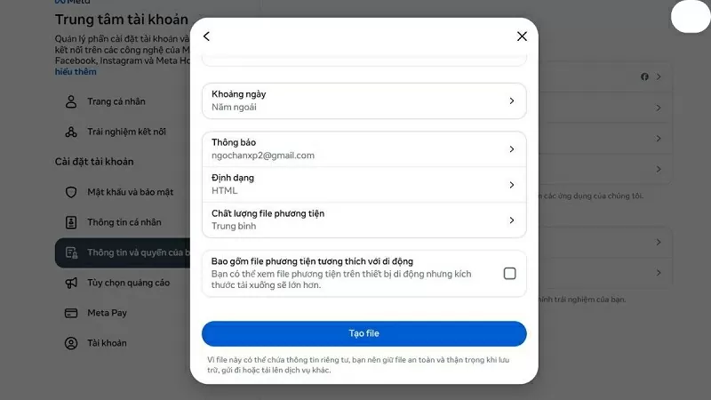 Nhấn chọn Tạo file là hoàn tất Nhấn chọn Tạo file là hoàn tất