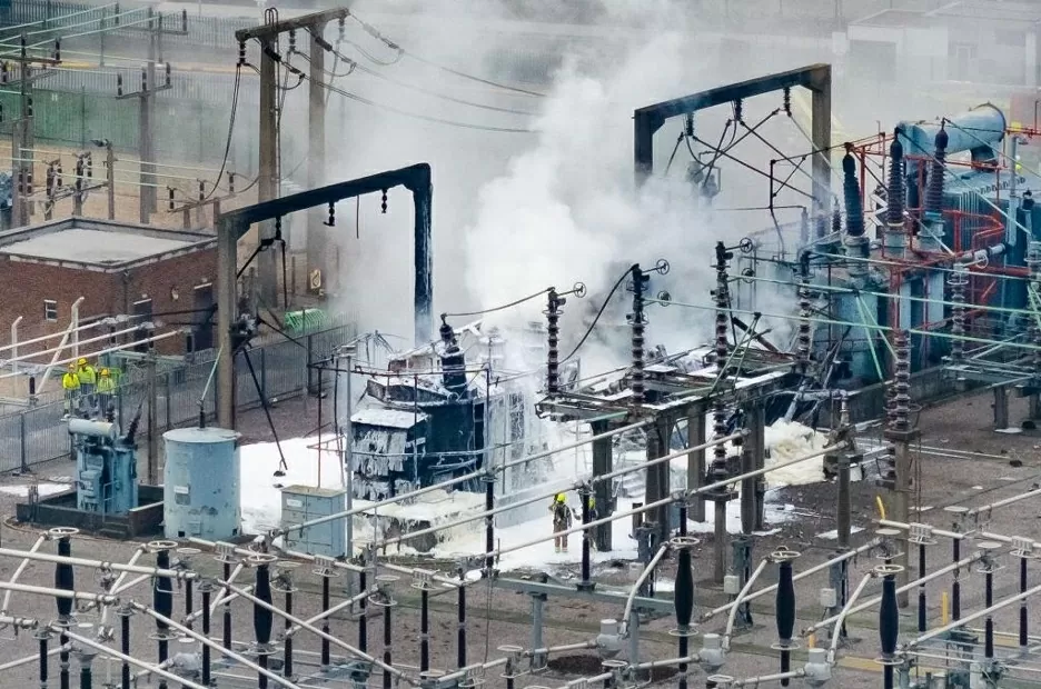 Hỏa hoạn ở sân bay Anh: Bọt được đổ vào đám cháy ở trạm biến áp để giúp kiểm soát đám cháy. (Nguồn: Shutterstock)