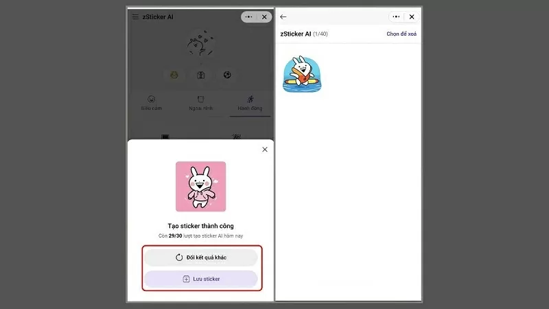 Chọn Lưu sticker