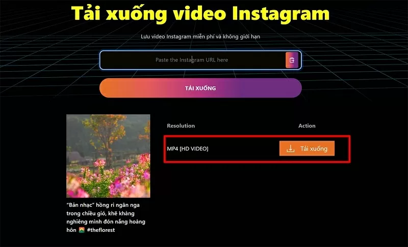 Nhấn vào nút Tải xuống