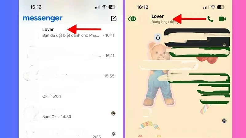 Nhấn vào biểu tượng tên người dùng trong giao diện trò chuyện Nhấn vào biểu tượng tên người dùng trong giao diện trò chuyện