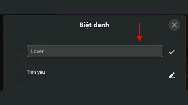 Hãy xóa hết nội dung trong ô nhập và nhấn dấu tick Hãy xóa hết nội dung trong ô nhập và nhấn dấu tick