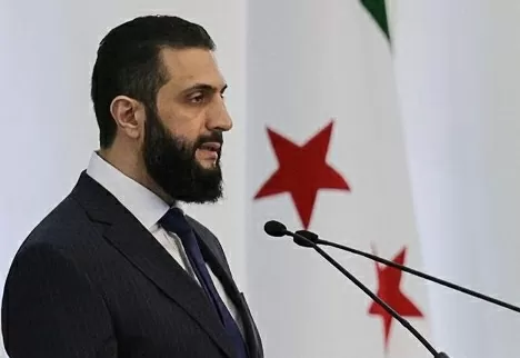 Tổng thống lâm thời Syria Ahmed al-Sharaa phát biểu trong cuộc họp thành lập chính phủ Cộng hòa Ả Rập Syria, tại Damascus, Syria, ngày 29/3. (Nguồn: REUTERS)
