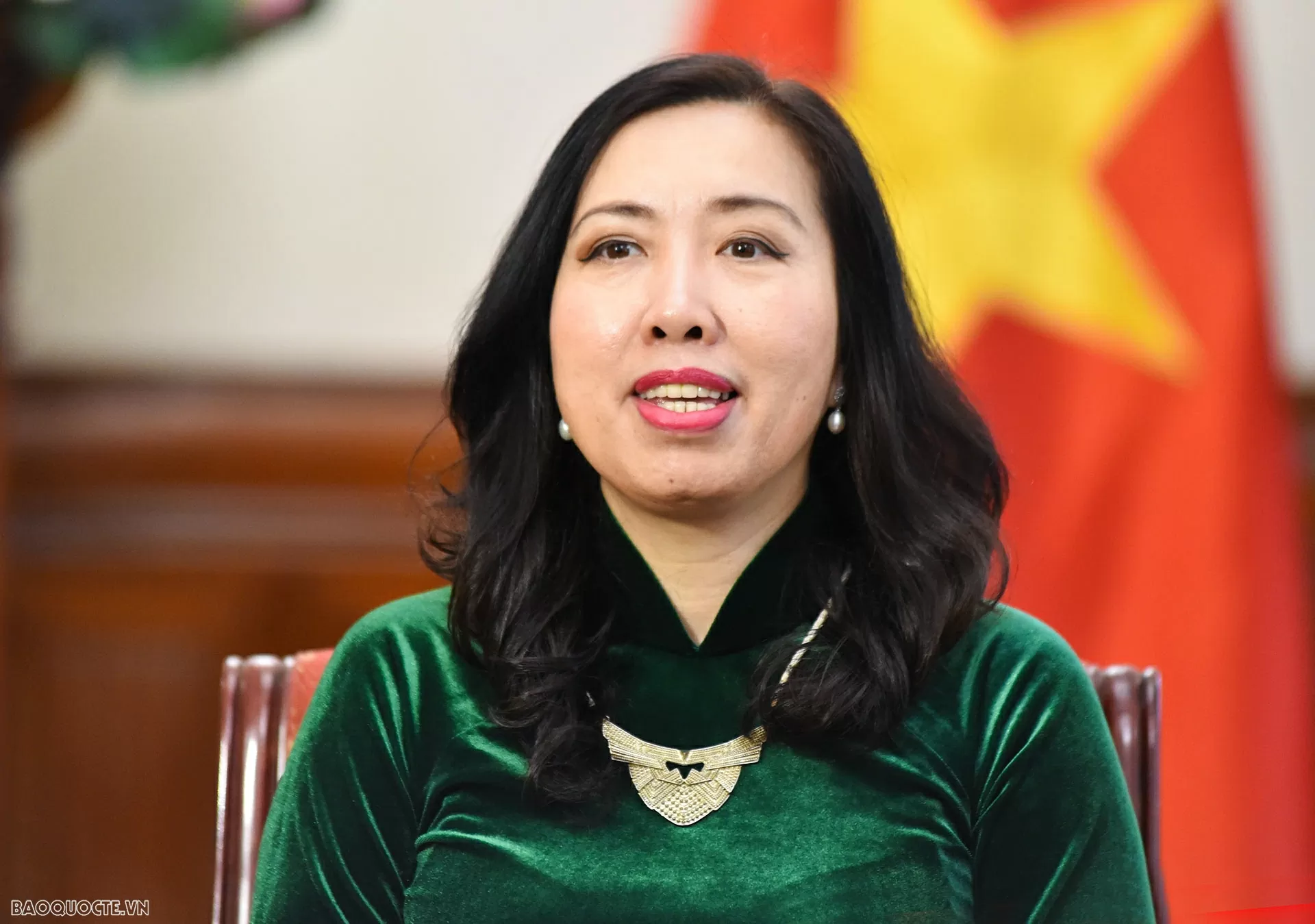 Ngày 31/3/2025, Thứ trưởng Ngoại giao Lê Thị Thu Hằng trả lời phỏng vấn báo chí về việc Chủ tịch Quốc hội Trần Thanh Mẫn sẽ tham dự IPU-150, thăm chính thức Uzbekistan và Armenia. (Ảnh: Anh Sơn)