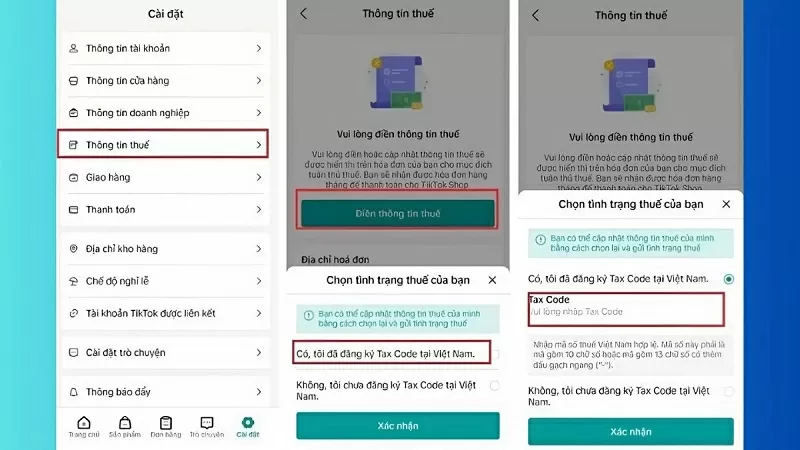 Cách đăng ký Tax Code TikTok trên điện thoại