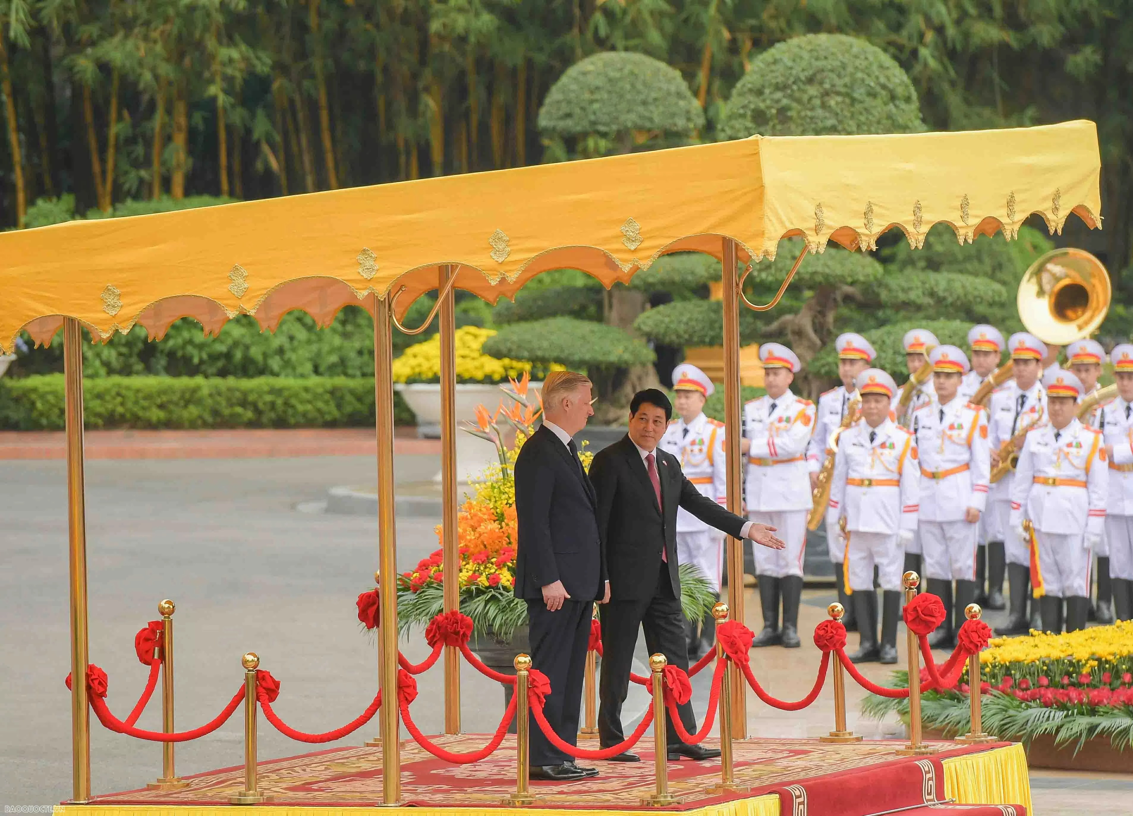 Lễ đón chính thức Nhà Vua và Hoàng hậu Bỉ tại Phủ Chủ tịch