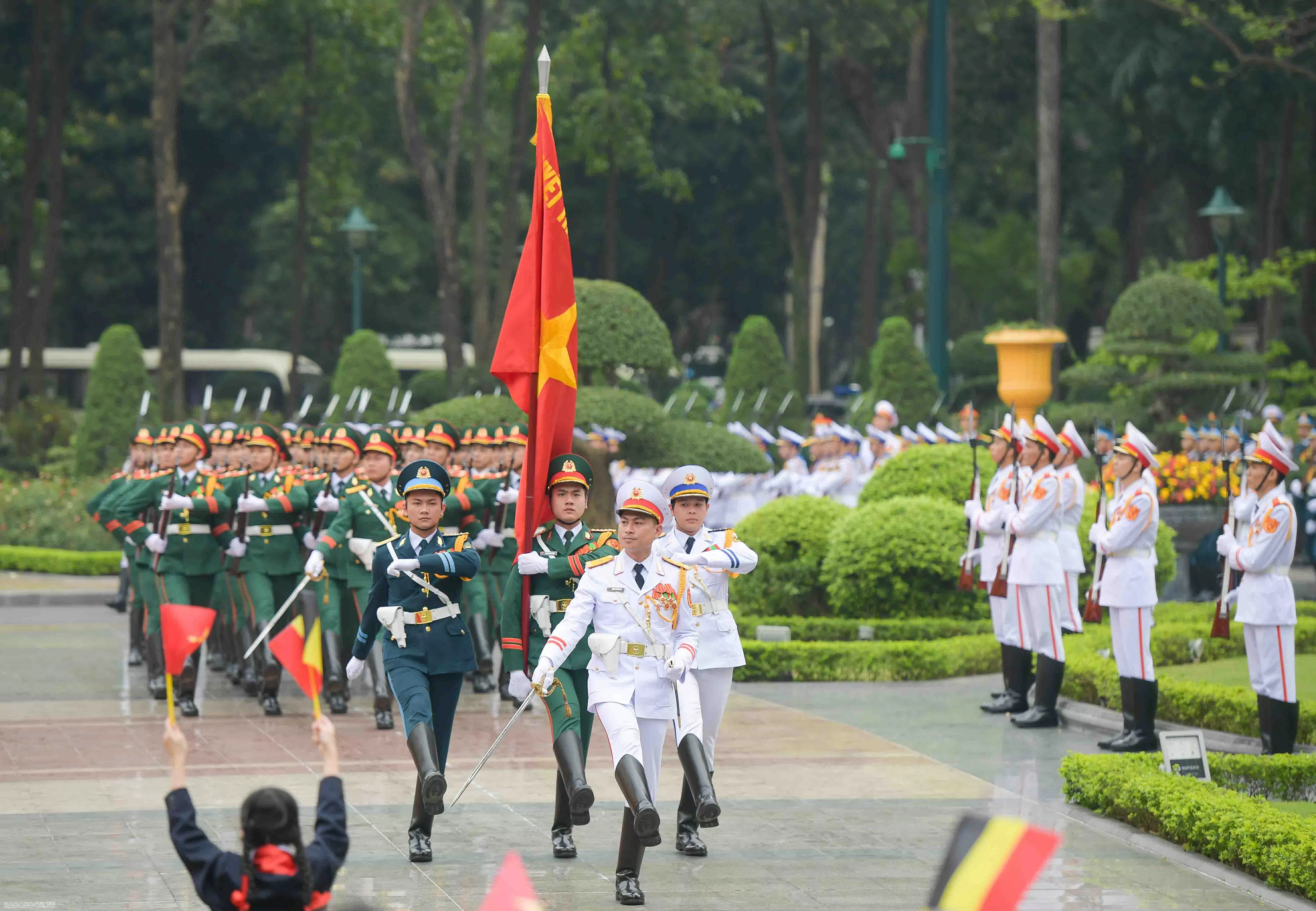 Lễ đón chính thức Nhà Vua và Hoàng hậu Bỉ tại Phủ Chủ tịch