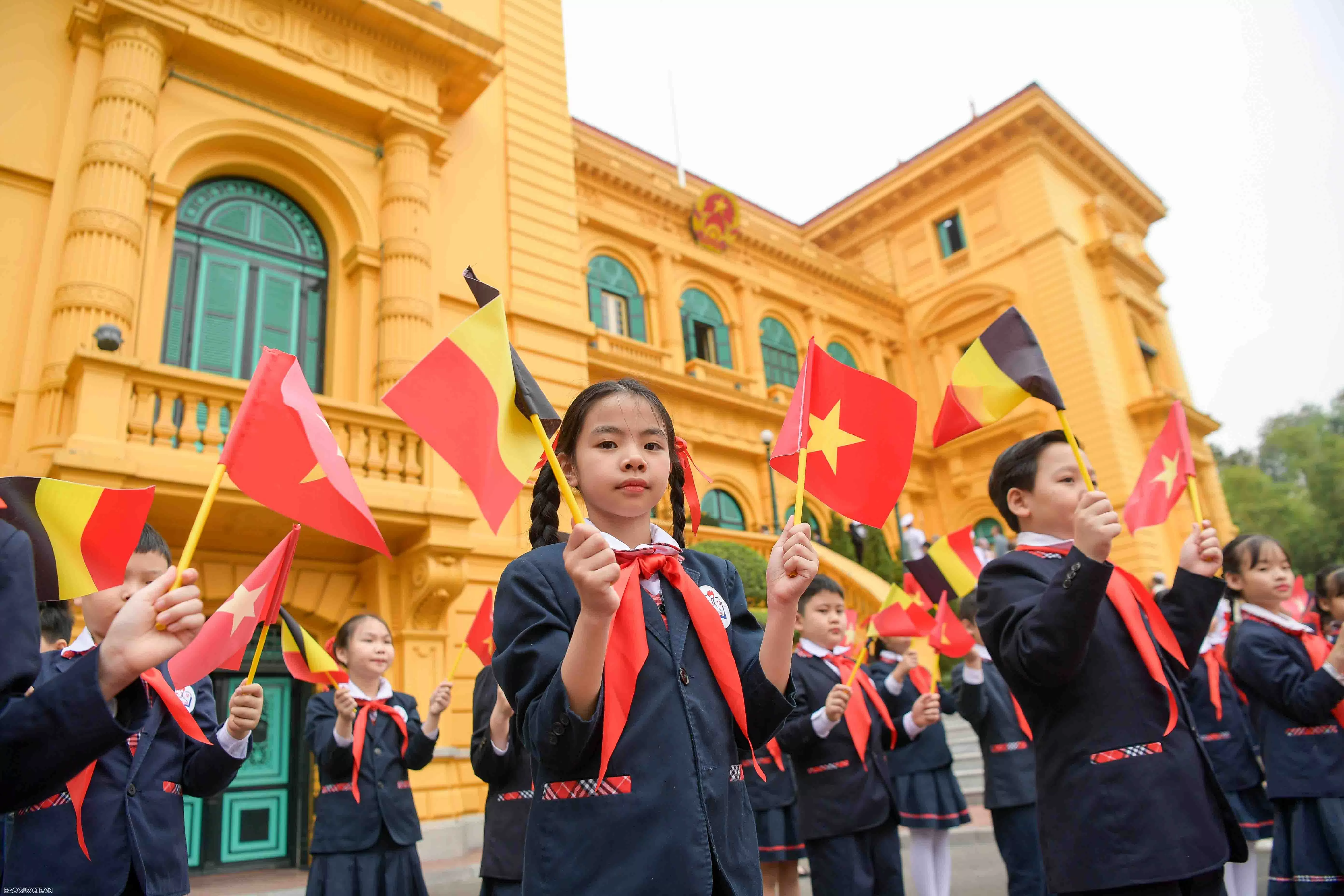 Lễ đón chính thức Nhà Vua và Hoàng hậu Bỉ tại Phủ Chủ tịch