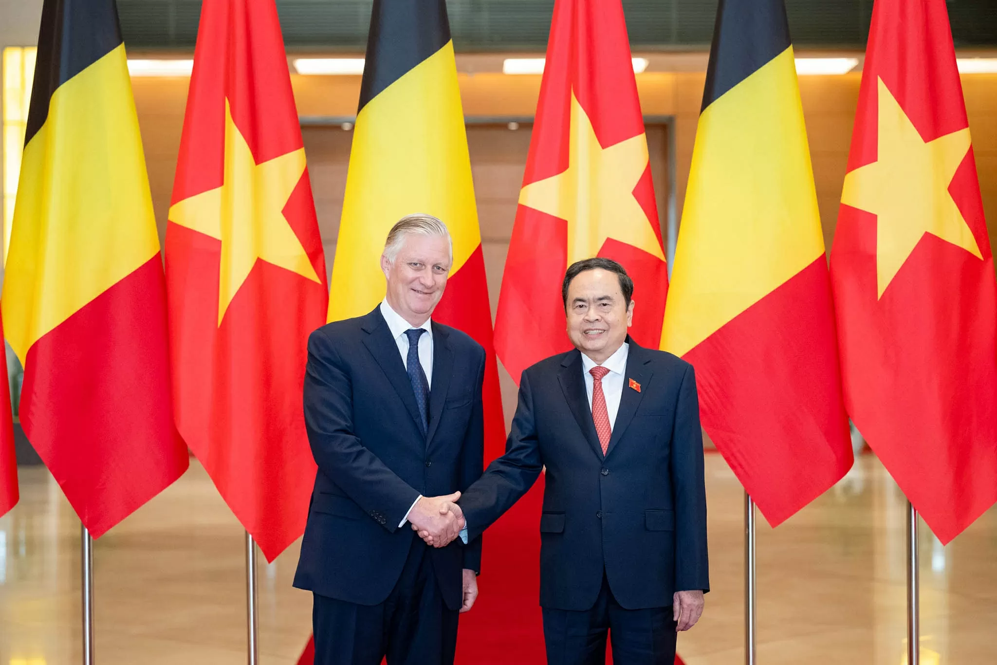 Chủ tịch Quốc hội Trần Thanh Mẫn hội kiến Nhà vua Vương quốc Bỉ Nhà vua Bỉ Philippe bày tỏ ấn tượng trước những thành tựu phát triển kinh tế-xã hội của Việt Nam