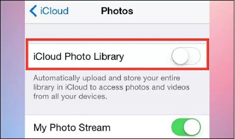 Tắt iCloud Photo Library
