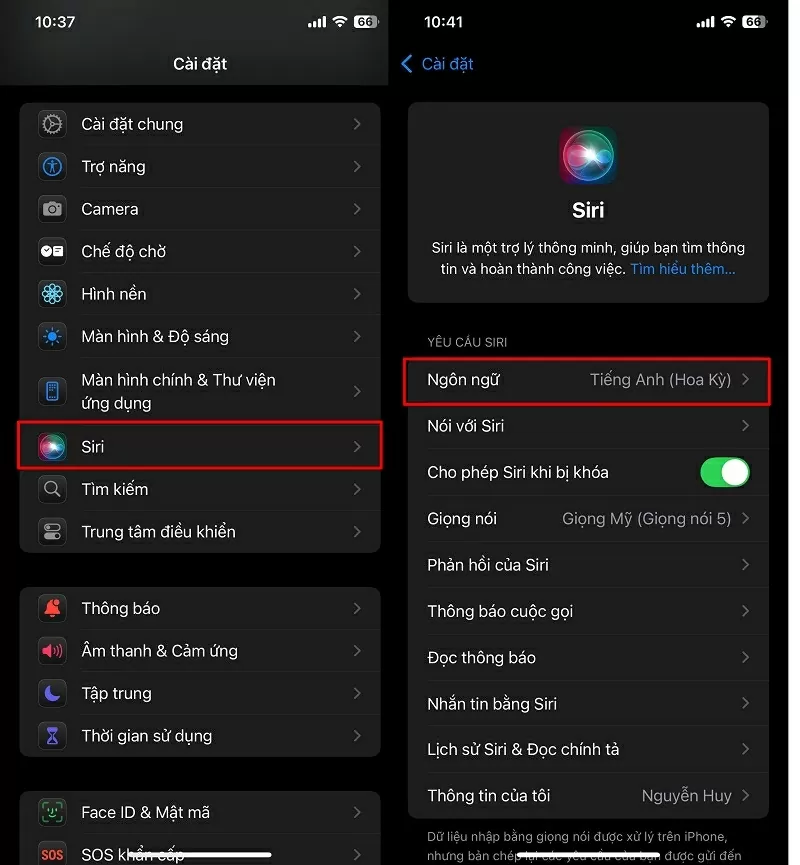 Giọng nói để thiết lập Siri tiếng Việt