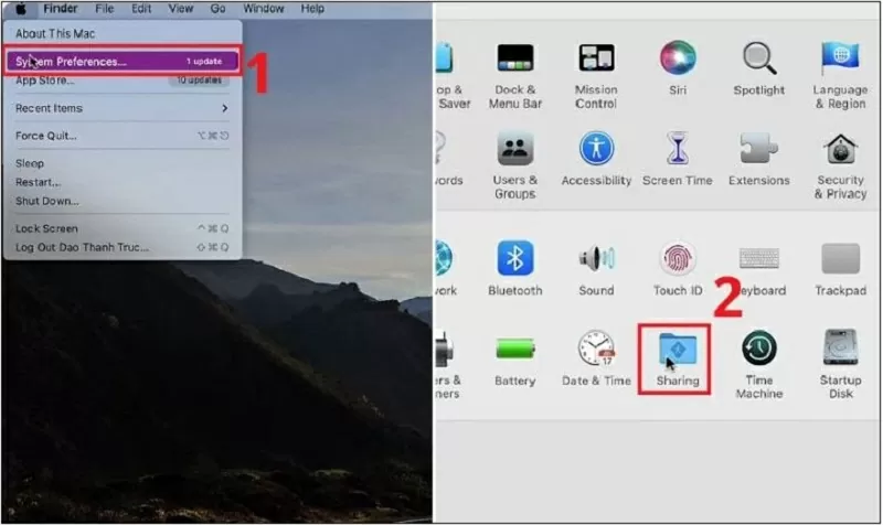 Nhấn vào mục Sharing Nhấn vào mục Sharing