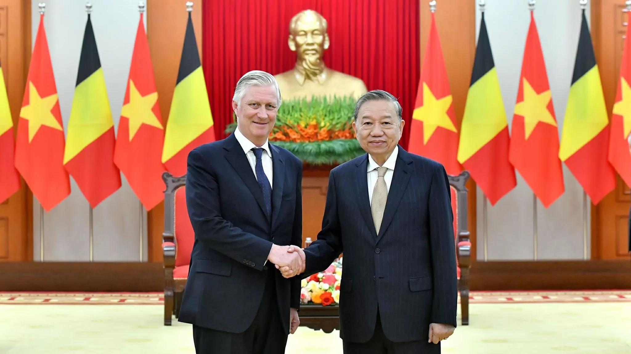 Tổng Bí thư Tô Lâm tiếp Nhà vua Vương quốc Bỉ Philippe. (Nguồn: Báo Nhân dân) Tổng Bí thư Tô Lâm tiếp Nhà vua Vương quốc Bỉ Philippe. (Nguồn: Báo Nhân dân)
