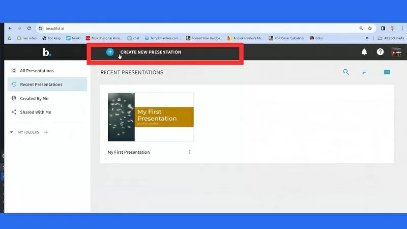Nhấn vào Create New Presentation để bắt đầu tạo Slide