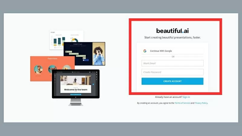 Đăng ký dễ dàng bằng tài khoản Google