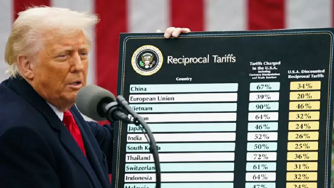 Tổng thống Mỹ Donald Trump công bố mức thuế quan mới. Ảnh: The Hill