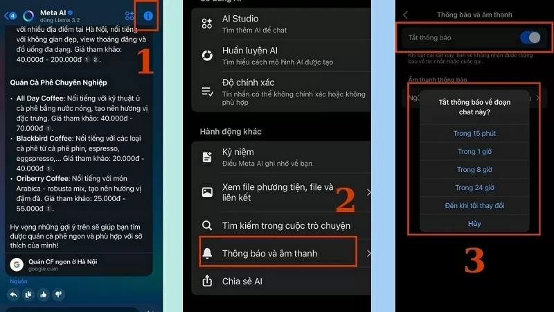 Chọn Tắt thông báo theo thời gian cụ thể Chọn Tắt thông báo theo thời gian cụ thể