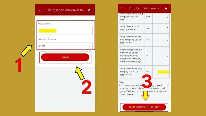 Nhấn chọn Tra cứu Nhấn chọn Tra cứu