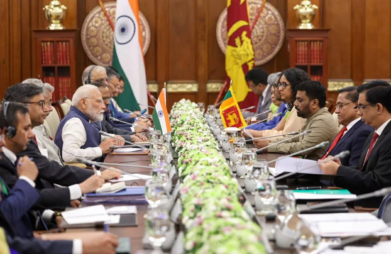 Tổng thống Sri Lanka Anura Kumara Dissanayake hội đàm với Thủ tướng Ấn Độ Narendra Modi, ngày 5/4/2025. (Nguồn: X) Tổng thống Sri Lanka Anura Kumara Dissanayake hội đàm với Thủ tướng Ấn Độ Narendra Modi, ngày 5/4/2025. (Nguồn: X)