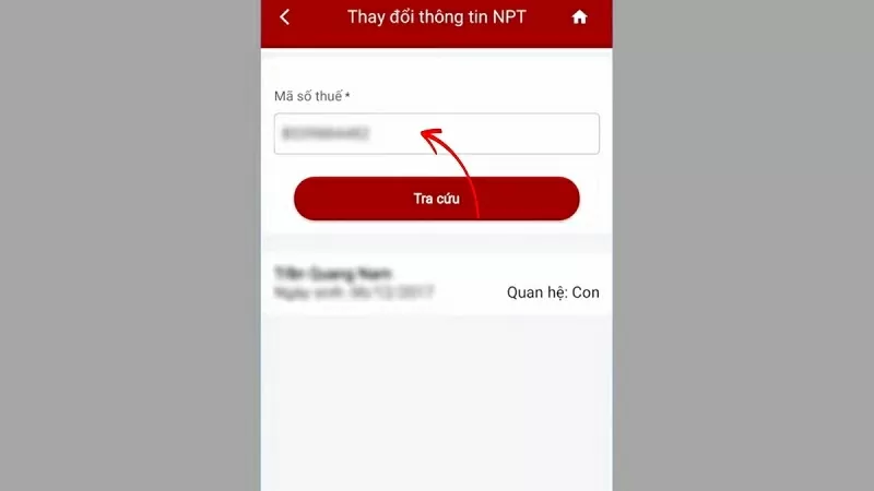 Nhập mã số thuế và thông tin cần tra cứu